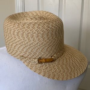 NINE & CO by NINE WEST tan beige Straw Hat w wide brim front